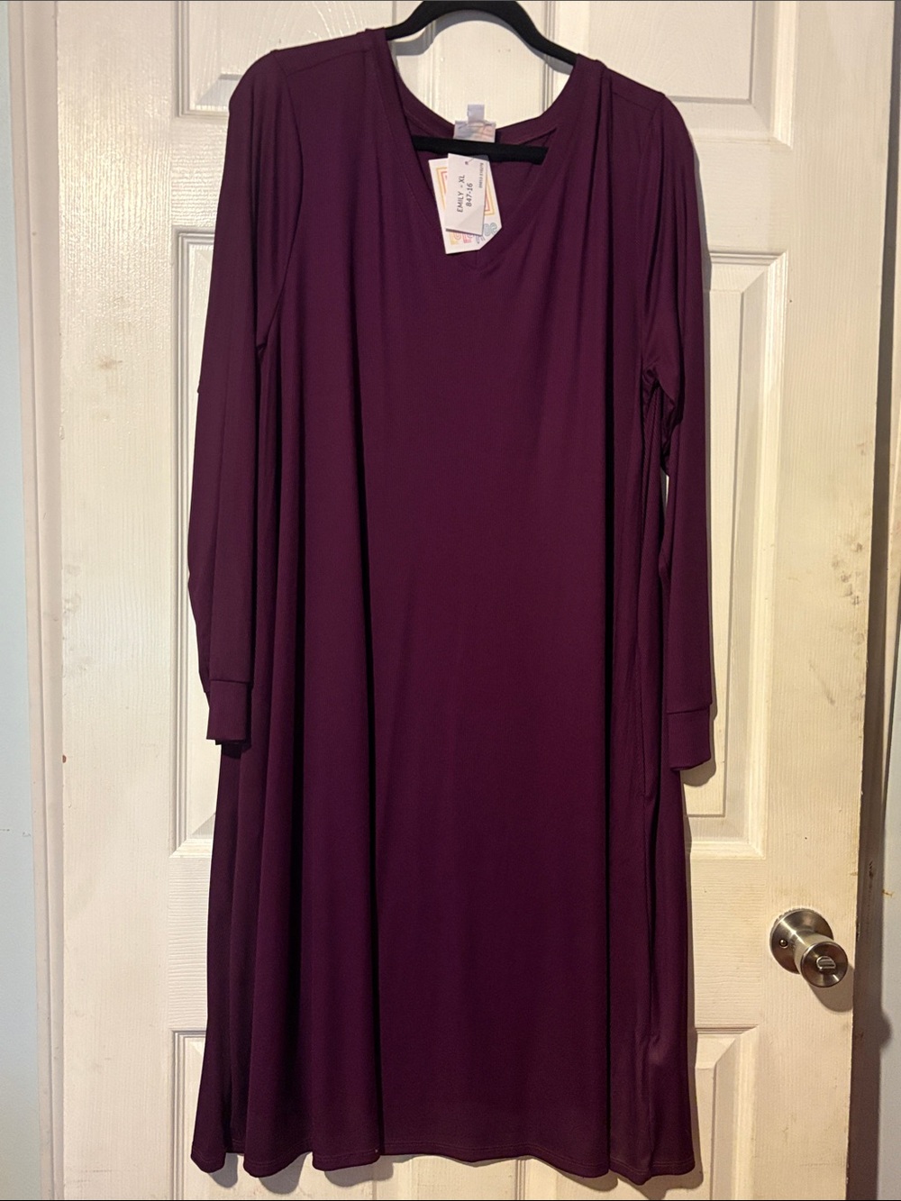 LuLaRoe Long Sleeve Swing Dress in Plum